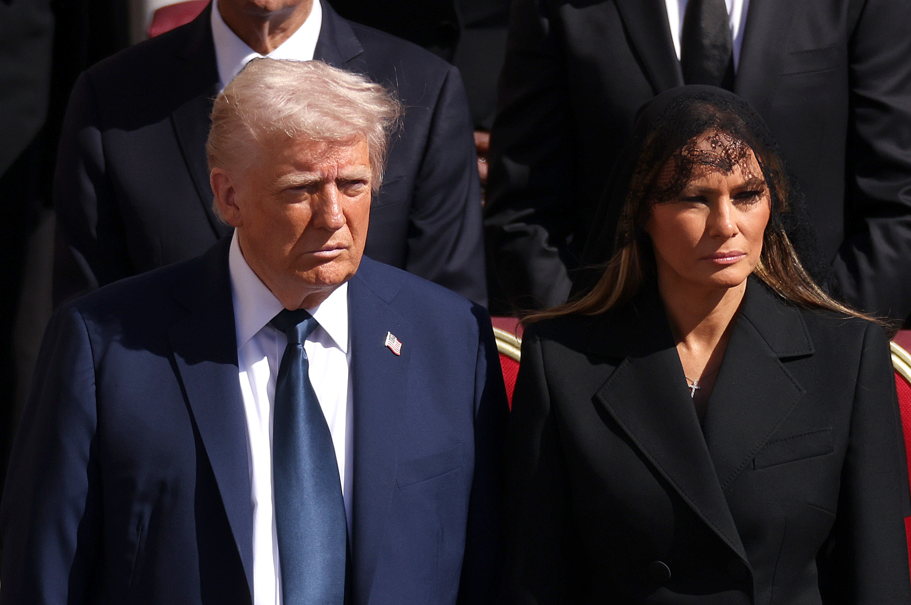President Donald Trump and First Lady Melania Trump arrive at the funeral of Pope Francis | Source: Getty Images