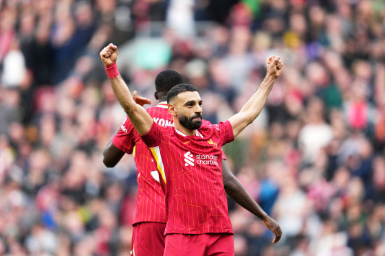 Britain Soccer Premier League soccer futbol Liverpool's Mohamed Salah